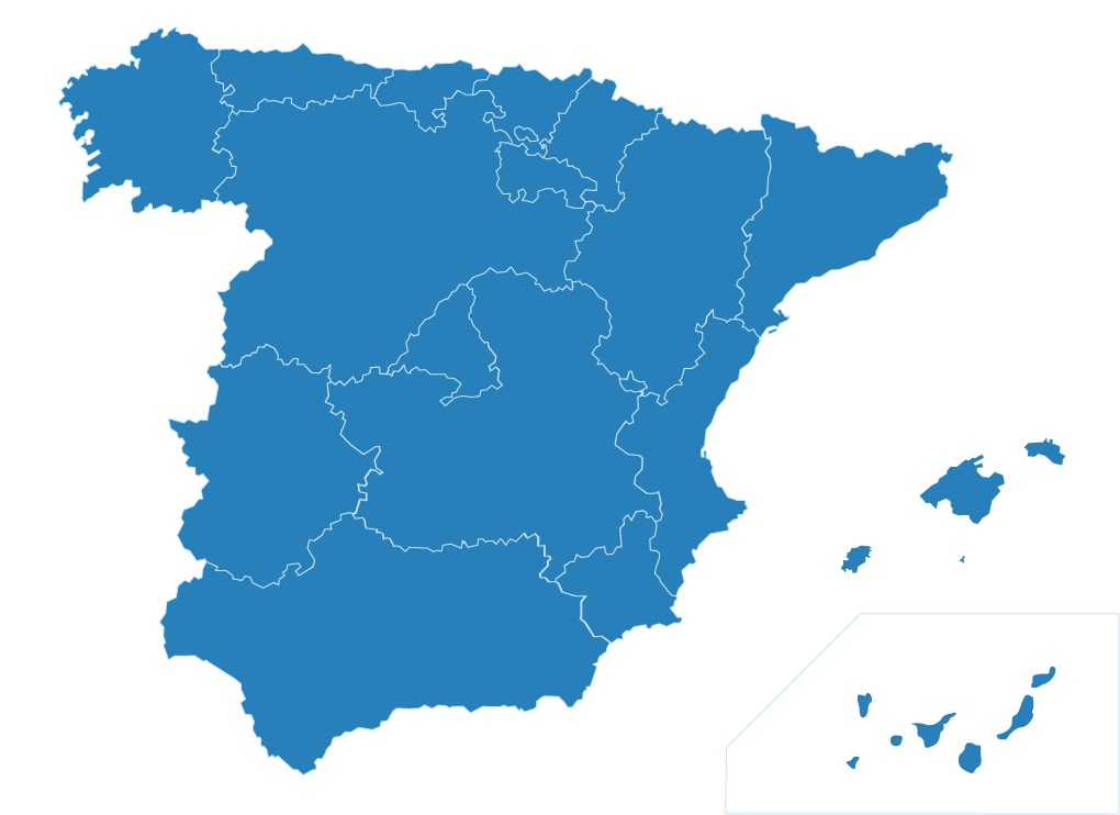 Map of Spain by autonomous community